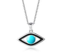 GMJGCIRVC Evil Lucky Silver Sterling Silver Necklaces For Woman With Crystal Cubic Zirconia Blue Eye Cz Necklace Turkish Jewelry