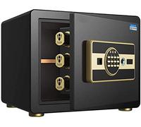 GMJGCIRVC Home Safe Small Value Safe Yellow Digital Keypad Volume Wall or Floor Mounted High Density Steel Double Alarm Black (Color Black Size 30x32x38cm)