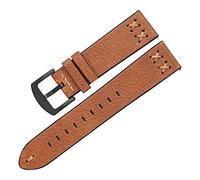 GMJGCIRVC Matte Leather Watch Strap, 20mm-21mm Green and Dark-Brown - Soft Wrist Band for Watches