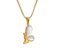 GMJGCIRVC necklace For Trendy 2025 Steel Butterfly Pendant Inlaid Natural Shell Color Charms Jewelry Women Waterproof Gift Accessories Creative