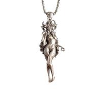 GMJGCIRVC necklace necklace ghic chain Exquisite Horn Long Hair Goddess Pendant for Men Women Unique Charm Daily Wear Gift friendship jewelry