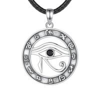 GMJGCIRVC New 2025 925 Sterling Silver Egypt Eye Of Horus Pendant Black Crystal Luck Eye Runes Necklace Personality Jewelry For Wome Man With For You