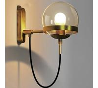 GMJGCIRVC Nordic Retro Wrought Iron Wall Lamp Glass Sphere LED Light Living Room Bedroom Decoration Indoor Lighting Fixture