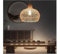 GMJGCIRVC Single Head Farmhouse Dome Pendant Lamps - Hand Woven Rattan Light Fixture, Retro Boho Adjustable Hanging Lighting Compatible, Chandeliers