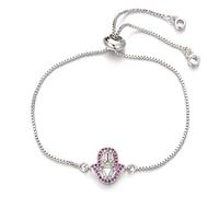 GMJGCIRVC square cut cubic zirconia sliding chain pink crystal female jewelry