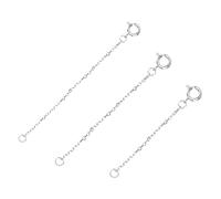 GMJGCIRVC Sterling Extension Necklace Chain Set, 3pcs White Choker Bracelet Adjustable Tail Chains 3cm 4cm 5cm, Diy Jewelry Accessory for Women