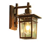 GMJGCIRVC Vintage Glass Lantern Wall Lamp Garden Aluminum Exterior Wall Light Amen Style Outdoor Waterproof Wall Sconce Wall Mounted Lighting Fixture for Corridor Villa Balcony Porch