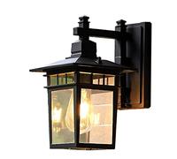 GMJGCIRVC Vintage Glass Lantern Wall Lamp Garden Aluminum Exterior Wall Light Amen Style Outdoor Waterproof Wall Sconce Wall Mounted Lighting Fixture for Corridor Villa Balcony Porch