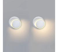 GMJGCIRVC Wall Lamp,2 Pcs Led Wall Lamp Indoor Wall Light, Modern Rotatable 360° Metal Sconce, 5W Round Wall Wash Lights Night Lamps for Living Room Bedroom Bedside Hallway Stairs/White-3000K