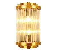 GMJGCIRVC Wall Lamp Crystal Gold Wall Light Rotatable Double Light Glass Rod Shades Wall Sconce E14 Indoor Decor Compatible with Bedroom Living Bathroom Entryway Balcony Mirror Head Lighting,Pend