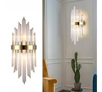 GMJGCIRVC Wall Lamp,Crystal Wall Lamp Postmodern Metal Sconce, Bedroom Aisle Living Room Wall Mount Lights Stainless Steel Indoor Headboard Lamps, E14 Home Decorative Wall Lighting Fixture/Black