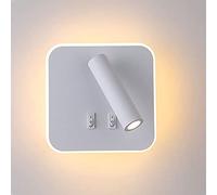 GMJGCIRVC Wall Lamp,Led Wall Spot Light Adjustable Wall Lamp, Hardwired Sconce with Switch, Rotatable Wall Lighting Fixtures Headboard Reading Lamps for Living Room Study Bedroom Bedside/White-4000K