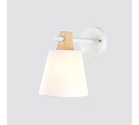 GMJGCIRVC Wall Lamp,Modern Wood Wall Lamp Fabric Shade Metal Wall Sconce, Nordic Headboard Lamps Bedroom Bedside Wall Lights for Living Room Entrance Hallway Stairs E27 Wooden Sconces/White