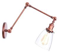 GMJGCIRVC Wall Lamp Swing Arm Brushed Gold Wall Sconces Industrial 1, Wall Lights Hardwired Fixture Metal V-intage Glass Shade Compatible with Bedroom Bedside Living Room Reading,Pendant Lightin