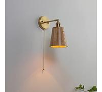 GMJGCIRVC Wall Lamp,Vintage Walnut Wall Lights with Pull Cord Switch d Wall Sconce Lamp, Living Room Indoor Lighting Fixture, Retro Headboard Lamps for Bedroom Home Decor, E27 Socket/Walnut