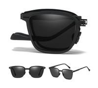 GMKATEYE Polarized Folding Sunglasses Womens Men, Lightweight Foldable Sunglass Metal Frame Square Durable Sun Glasses Shades