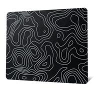 GMKWTL Glass Mousepad for Gaming, Black Topographic Hard Gaming Mouse pad, Professional Large Mouse Mat 410mm*310mm, Special Glass Surface with Improved Precision and Speed
