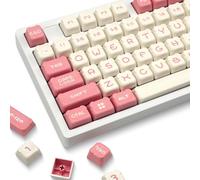GMKWTL XVX Double Shot PBT Keycaps, Cute Bear Keycap Set with MDA Profile, Pink and Creamy Keycaps Suitable for Cherry Gateron MX Switches Mechanical Keyboard