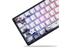 GMKWTL XVX PBT Japanese Keycaps, Shine Through White Keycaps, Plum Blossom Custom Cherry Profile Keycap Set 127 Keys for Cherry Gateron MX Switches Mechanical Keyboards