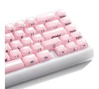 GMKWTL XVX Pink Keycaps, Crystal Jelly Keyboard Keycaps OEM Profile Side Printed Keycap Set Compatible with 61/68/84/87/98/100 ANSI Layout MX Switches Mechanical Keyboard