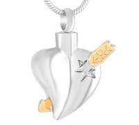 GMLRTOSPT An Arrow Pierces the Heart Cremation Jewelry Urn Necklace for Ashes Funeral Memorial Keepsake Pendant-silver and gold