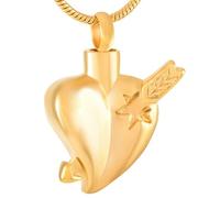 GMLRTOSPT An Arrow Pierces the Heart Cremation Jewelry Urn Necklace for Ashes Funeral Memorial Keepsake Pendant-gold