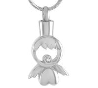 GMLRTOSPT Angel necklace steel keepsake urn pendant cremation jewelry memorial gift for women-pendant with chain