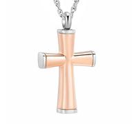GMLRTOSPT Black Cross Shape Urn Necklace For Ashes Lord Prayer Keepsake Jewelry Stainless Steel Cross Cremation Pendant-rose gold