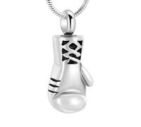 GMLRTOSPT Boxing Glove Shape Stainless Steel Ashes Keepsake Cremation Jewelry for Ash Cremation Pendants for Ashes Cremation Necklac-Steel