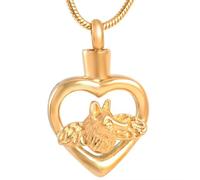 GMLRTOSPT Cremation Jewelry for Ashes Heart Wolf Pendant Locket Stainless Steel Keepsake Memorial Funeral Urn Necklace for Men Women-Golden