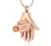 GMLRTOSPT Cremation Jewelry for Ashes Stainless Steel Fist Gesture Keepsake Pendant Memorial Urn Necklace Gift for Women Men-Rose Gold