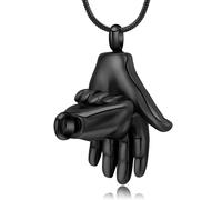 GMLRTOSPT Cremation Jewelry for Ashes Stainless Steel Fist Gesture Keepsake Pendant Memorial Urn Necklace Gift for Women Men-Black