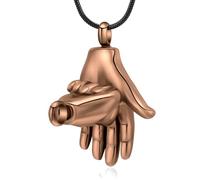 GMLRTOSPT Cremation Jewelry for Ashes Stainless Steel Fist Gesture Keepsake Pendant Memorial Urn Necklace Gift for Women Men-Brown