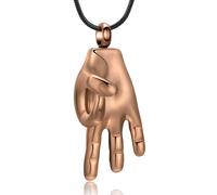 GMLRTOSPT Cremation Jewelry for Ashes Stainless Steel Hand OK Gesture Keepsake Pendant Jewelry Memorial Urn Necklace Gift for Women Men-Brown