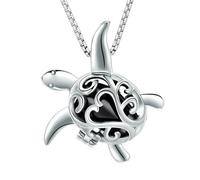 GMLRTOSPT Cremation Jewelry Sea Turtle Urn Necklaces for Ashes for Women Men with Urn Ashes Keepsake Necklace for Ashes of Loved One-Black