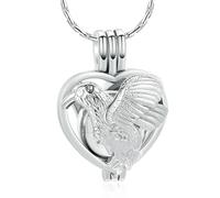 GMLRTOSPT Cremation Necklace for Ashes for Women Men Heart Shape Hollow Pendant with Ball Jar Urn Memorial Human Pet Jewelry-Full Silver