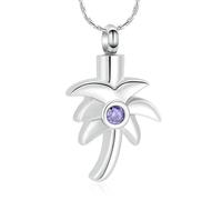 GMLRTOSPT Cremation Necklace for Ashes Tree Stainless Steel Inlaid Crystal Memorial Urn Pendant Loved Ones Human Pet Keepsake Jewelry-Purple
