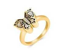 GMLRTOSPT Cremation Rings For Ashes Gold Butterfly Urn Memorial Finger Ring 316L Stainless Steel Keepsake Jewelry Gift For Women Girls-10-Gold