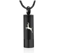GMLRTOSPT Cremation Urn Jewelry Long-Cylinder Pendant Necklace Black Stainless Steel Never Fade Keepsake Jewelry-Black