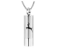 GMLRTOSPT Cremation Urn Jewelry Long-Cylinder Pendant Necklace Black Stainless Steel Never Fade Keepsake Jewelry-Silver