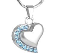 GMLRTOSPT Crystal Inlay Heart Cremation Memorial Jewelry Urn Necklace For Ashes Funeral Keepsake Pendant Heart Pink Diamonds Humen-wathet blue