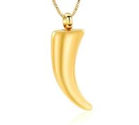 GMLRTOSPT Customized Cremation Necklace Ashes Holder With Canine Teeth Shape Pendant Stainless Steel Bless Gift Jewelry-Gold