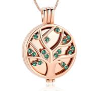 GMLRTOSPT Customized Cremation Necklace Carve With Crystal Tree Pendant Stainless Steel For Ashes Keepsake For Party Gift Memorial Jewelry-F