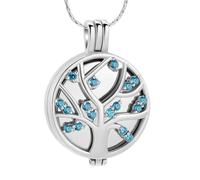 GMLRTOSPT Customized Cremation Necklace Carve With Crystal Tree Pendant Stainless Steel For Ashes Keepsake For Party Gift Memorial Jewelry-J
