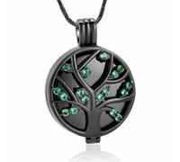 GMLRTOSPT Customized Cremation Necklace Carve With Crystal Tree Pendant Stainless Steel For Ashes Keepsake For Party Gift Memorial Jewelry-D