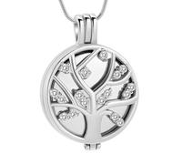 GMLRTOSPT Customized Cremation Necklace Carve With Crystal Tree Pendant Stainless Steel For Ashes Keepsake For Party Gift Memorial Jewelry-I
