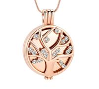 GMLRTOSPT Customized Cremation Necklace Carve With Crystal Tree Pendant Stainless Steel For Ashes Keepsake For Party Gift Memorial Jewelry-E