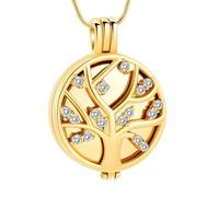 GMLRTOSPT Customized Cremation Necklace Carve With Crystal Tree Pendant Stainless Steel For Ashes Keepsake For Party Gift Memorial Jewelry-G