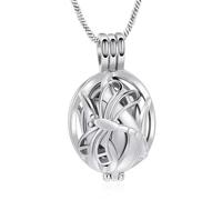 GMLRTOSPT Dragonfly Inlay Hollow Ball Cremation Jewelry for Woman Present Urn Necklace for Ashes Funeral Keepsake Pendant-silver