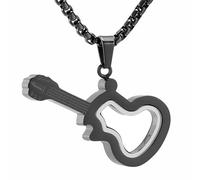 GMLRTOSPT Glass Guitar Shape Cremation Jewelry urns pendant necklace Ashes memorial Locket Keepsake funeral For musical lover musician-black